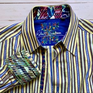 Robert Graham Striped Embroidered Shirt Flip Cuffs